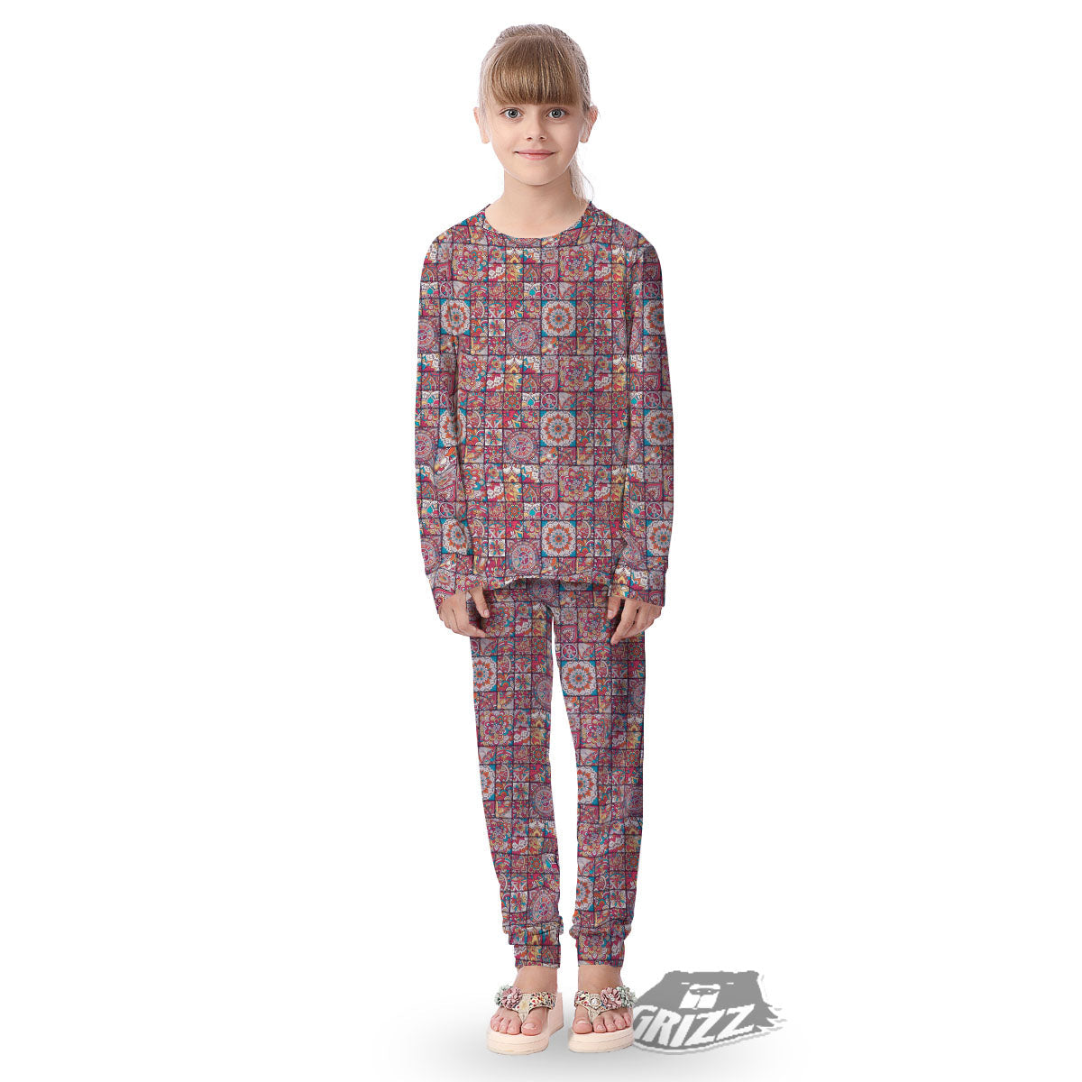 Patchwork Bohemian Print Pattern Kid's Pajamas-grizzshop