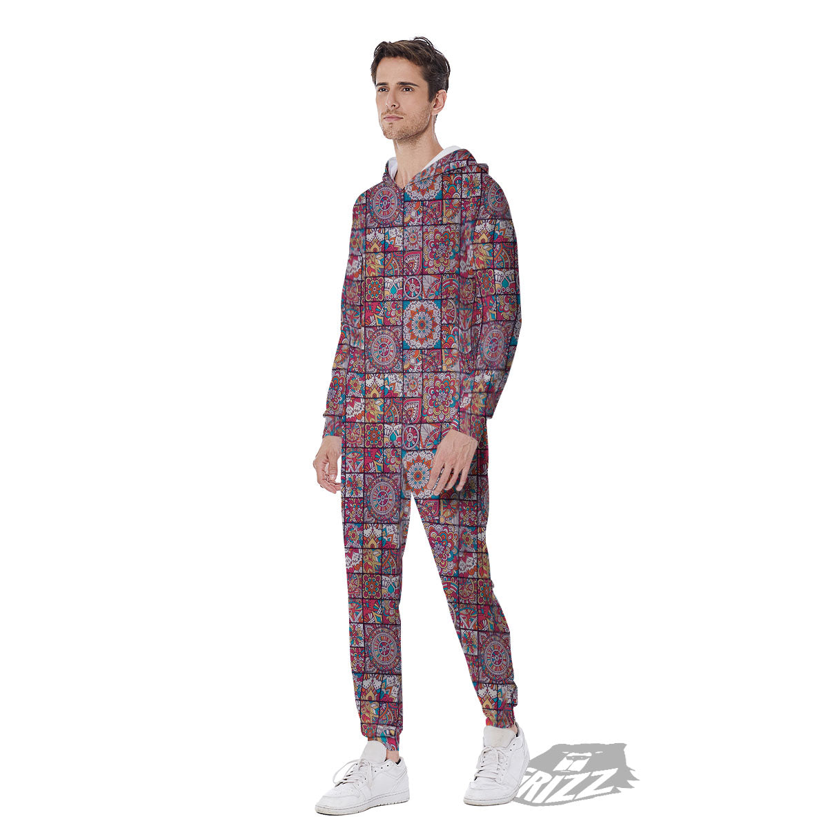 Patchwork Bohemian Print Pattern Men's Jumpsuit-grizzshop