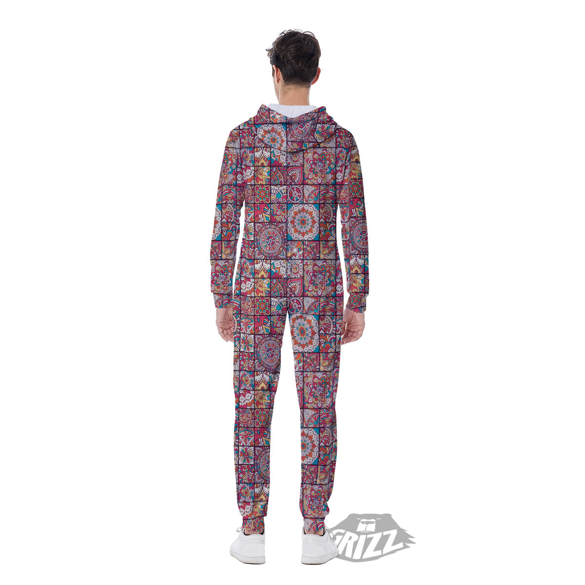 Patchwork Bohemian Print Pattern Men's Jumpsuit-grizzshop