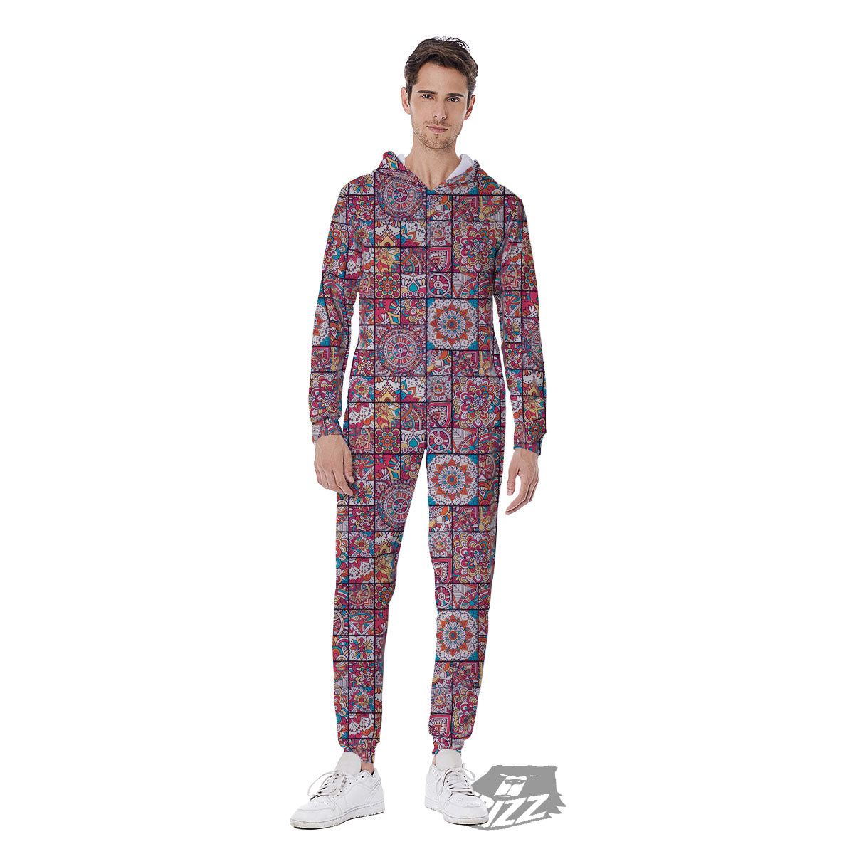 Patchwork Bohemian Print Pattern Men's Jumpsuit-grizzshop