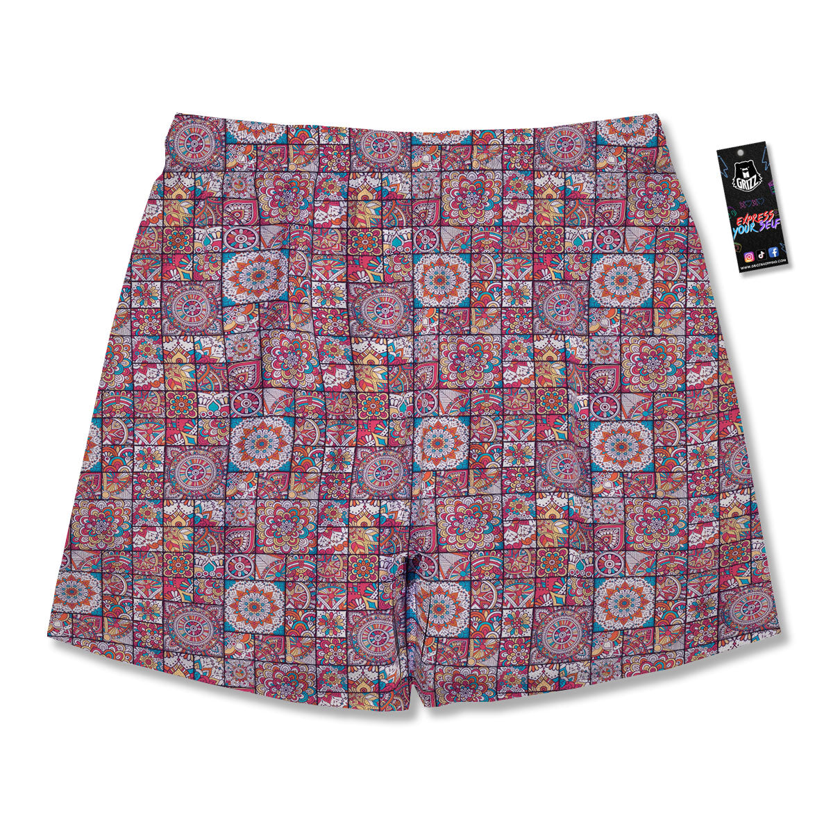 Patchwork Bohemian Print Pattern Men's Running Shorts-grizzshop