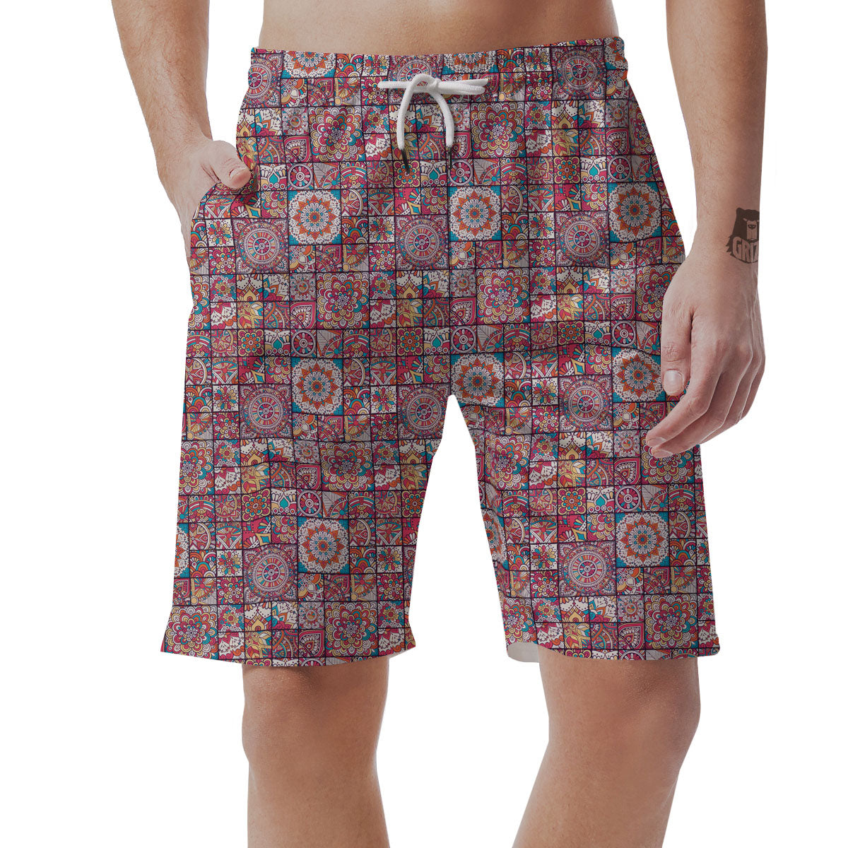 Patchwork Bohemian Print Pattern Men's Shorts-grizzshop