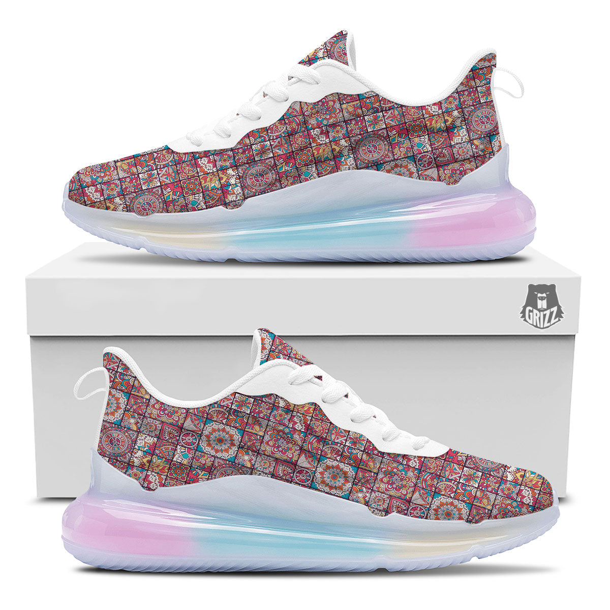 Patchwork Bohemian Print Pattern Running Sneakers-grizzshop