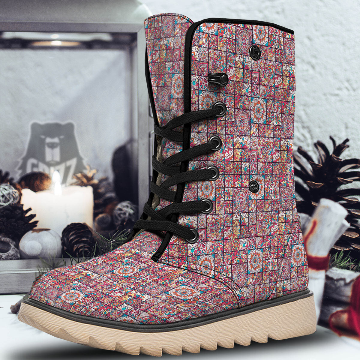 Patchwork Bohemian Print Pattern Snow Boots-grizzshop