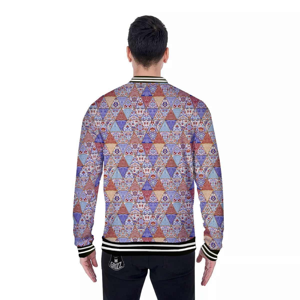 Patchwork Boho Mandala Print Pattern Baseball Jacket-grizzshop