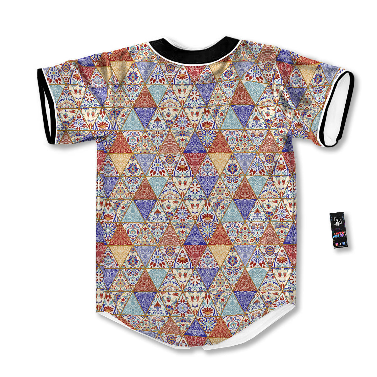 Patchwork Boho Mandala Print Pattern Baseball Jersey-grizzshop