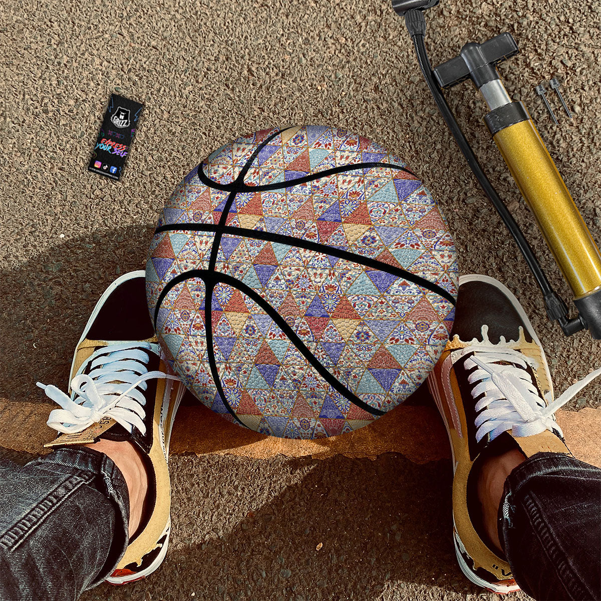 Patchwork Boho Mandala Print Pattern Basketball-grizzshop
