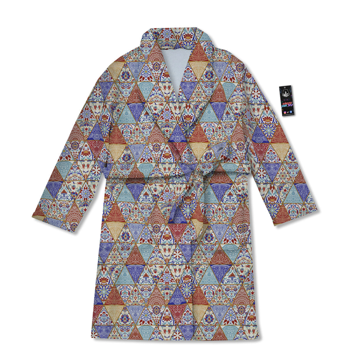 Patchwork Boho Mandala Print Pattern Bathrobe-grizzshop