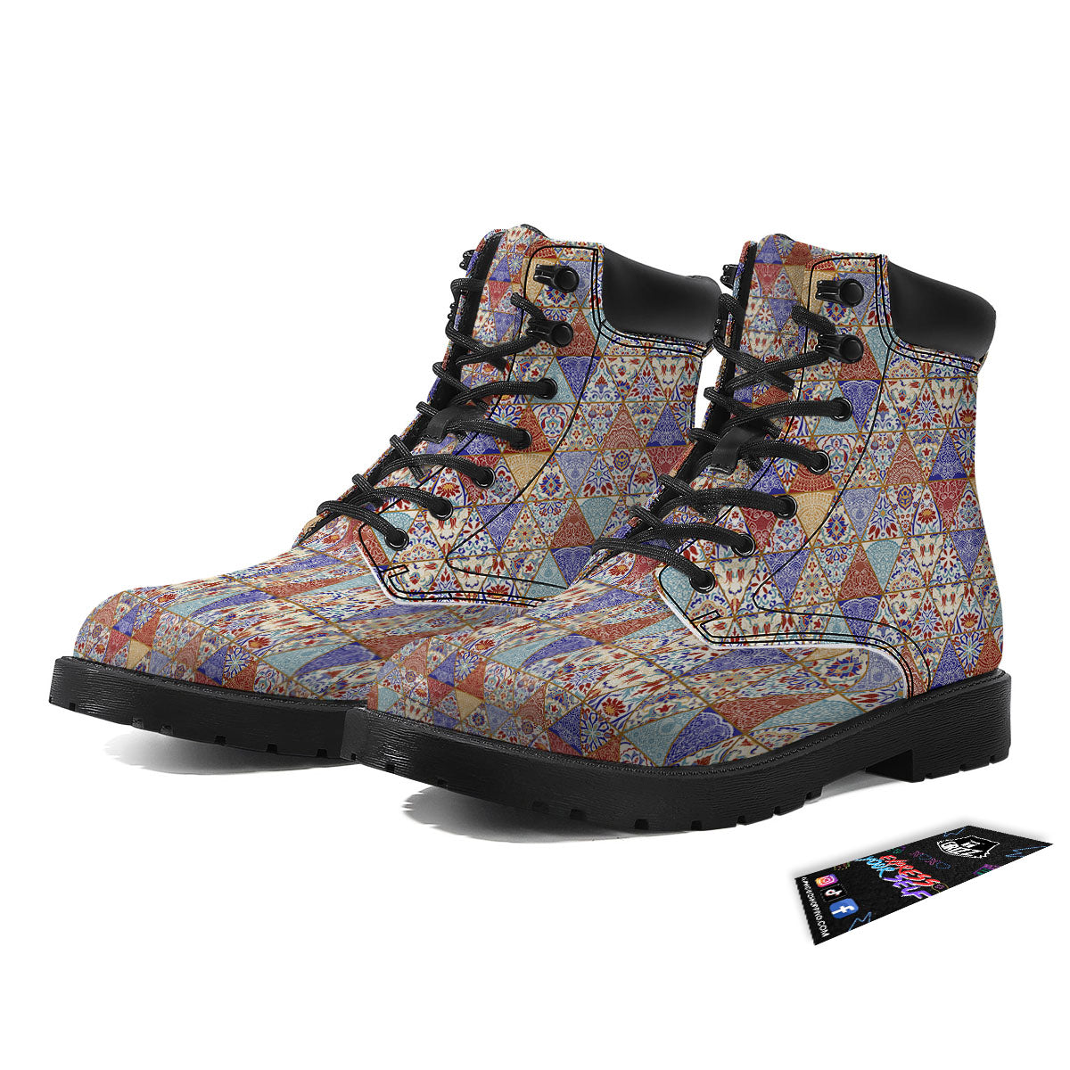 Patchwork Boho Mandala Print Pattern Boots-grizzshop