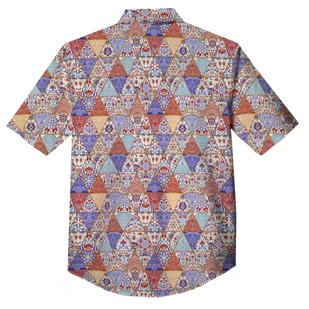 Patchwork Boho Mandala Print Pattern Button Up Shirt-grizzshop