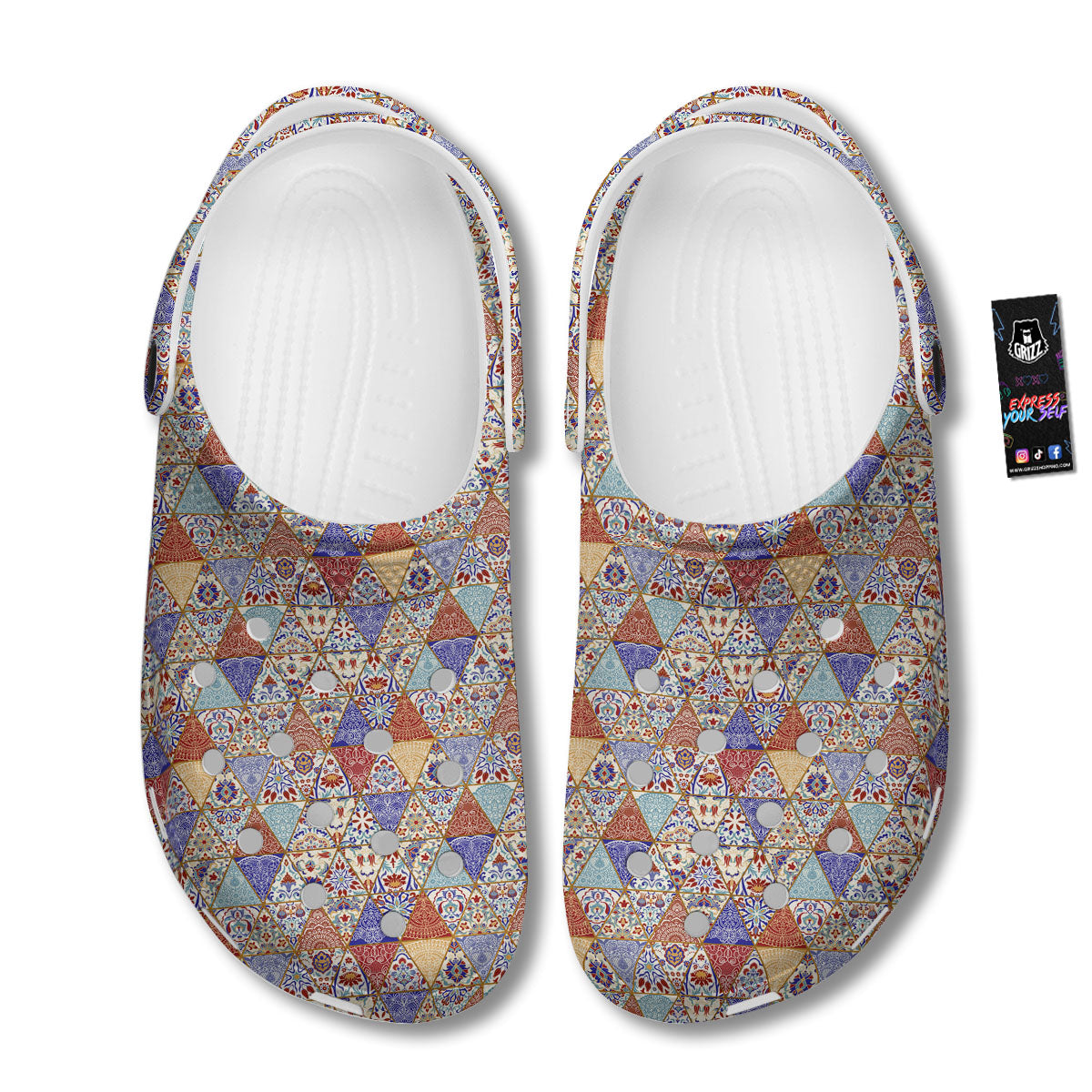 Patchwork Boho Mandala Print Pattern Clog-grizzshop