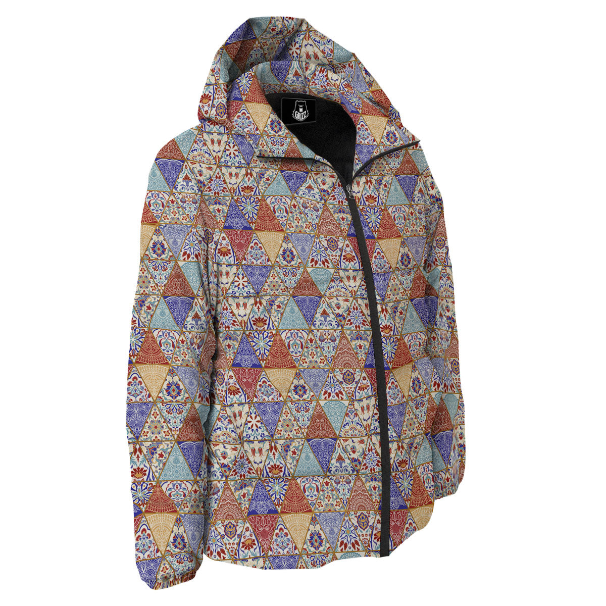 Patchwork Boho Mandala Print Pattern Down Jacket-grizzshop