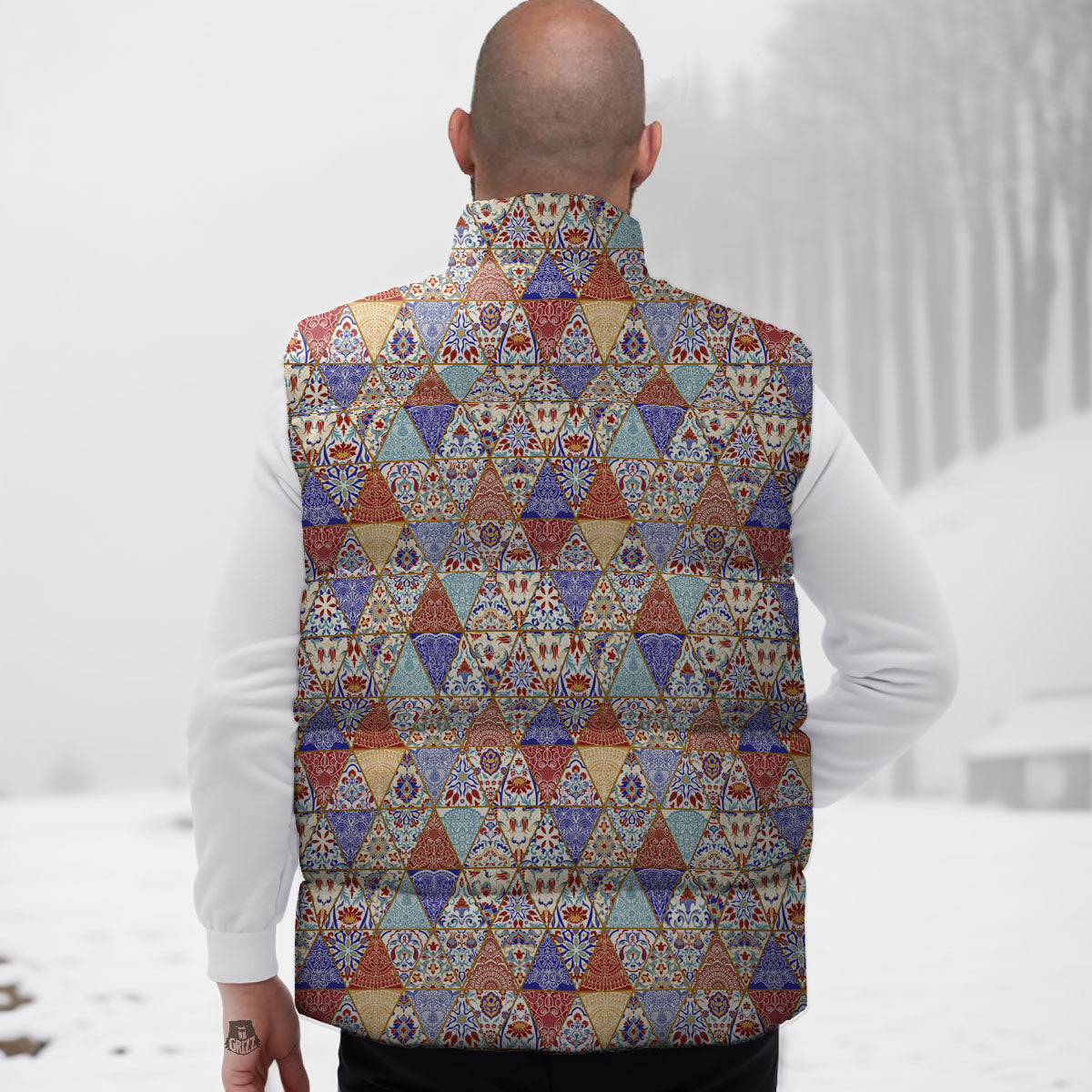 Patchwork Boho Mandala Print Pattern Down Vest