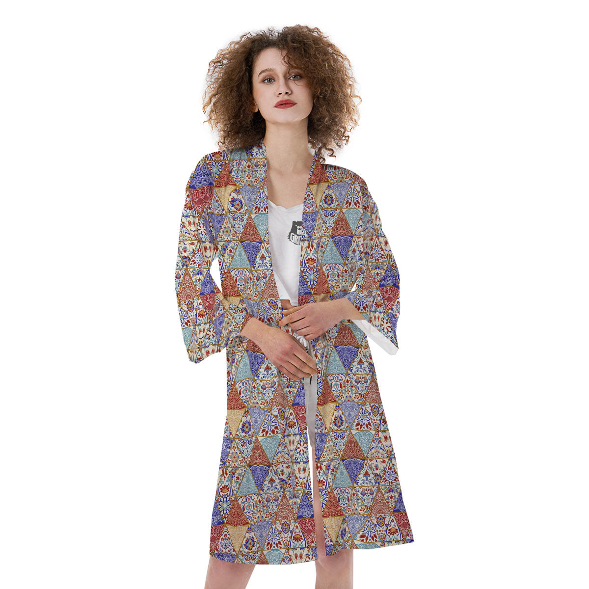 Patchwork Boho Mandala Print Pattern Kimono-grizzshop