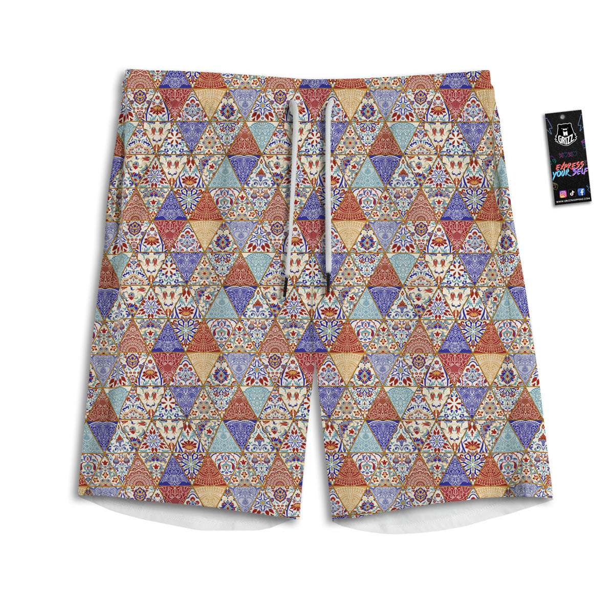 Patchwork Boho Mandala Print Pattern Men's Athletic Shorts