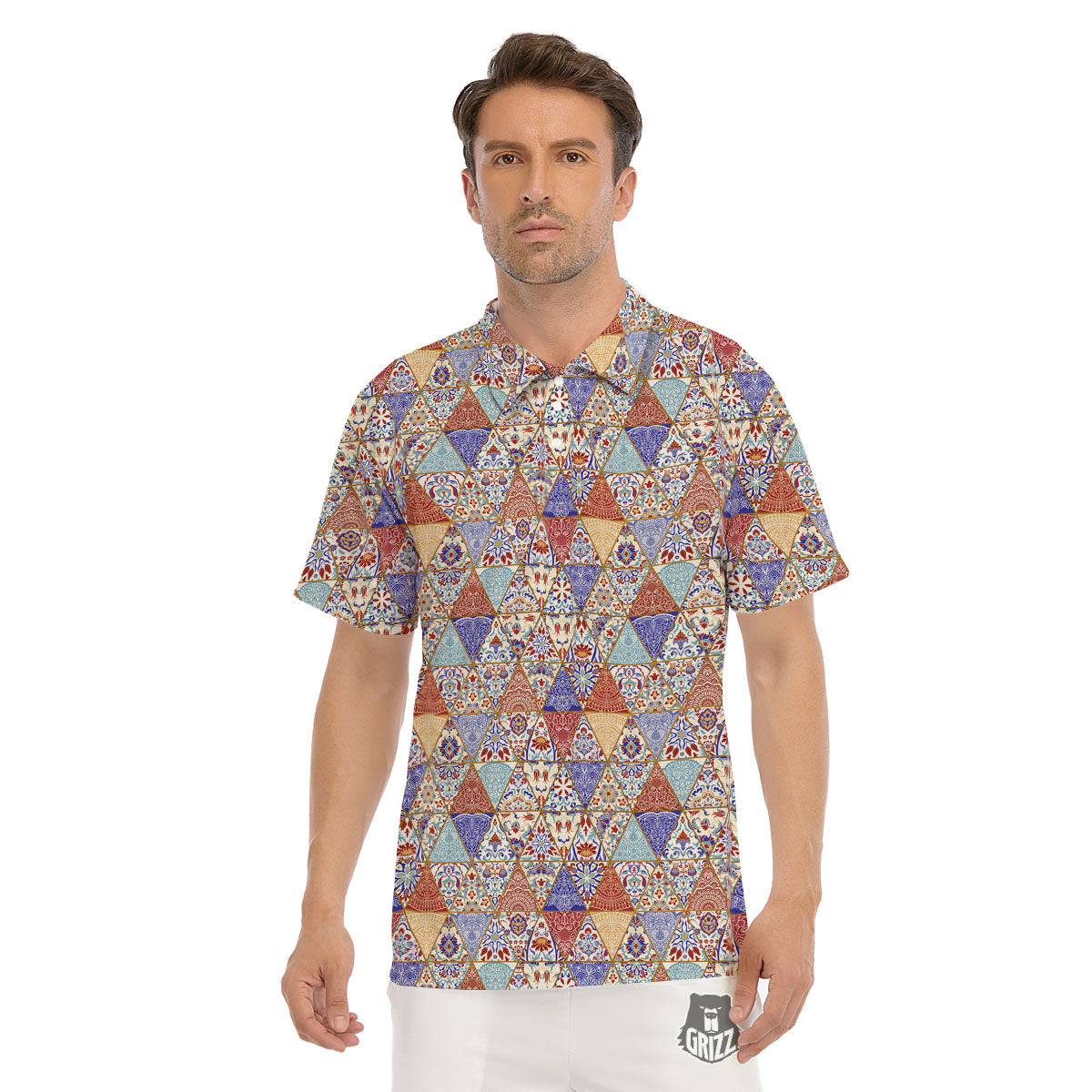 Patchwork Boho Mandala Print Pattern Men's Golf Shirts-grizzshop