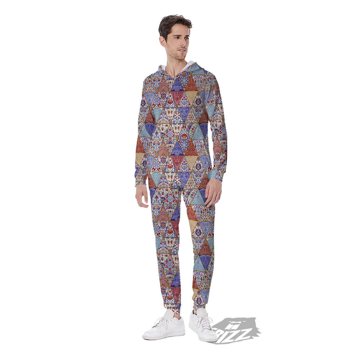Patchwork Boho Mandala Print Pattern Men's Jumpsuit-grizzshop
