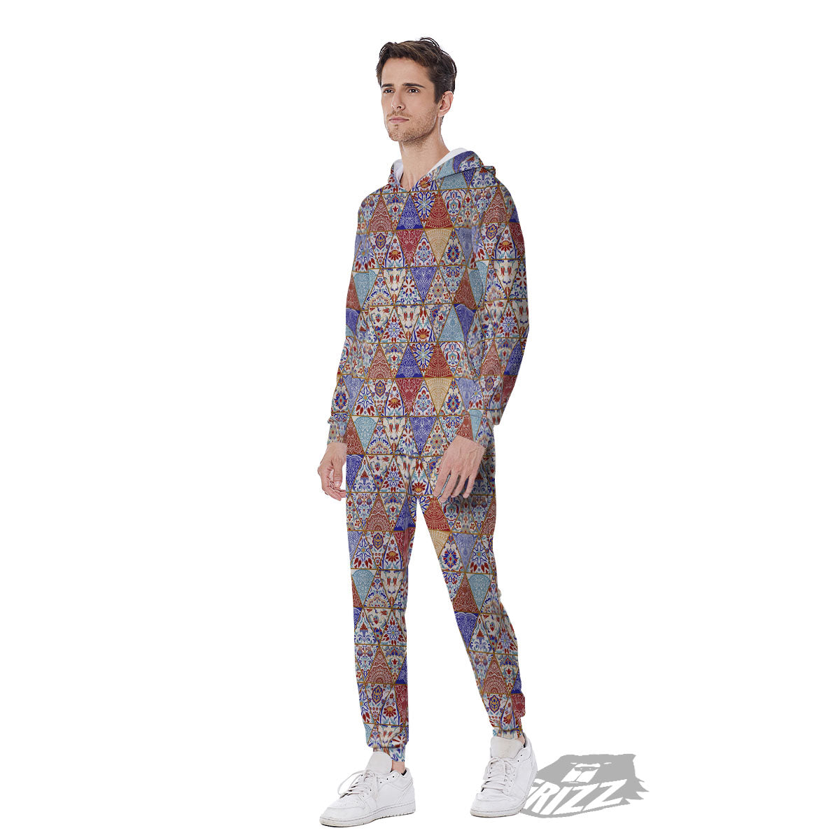 Patchwork Boho Mandala Print Pattern Men's Jumpsuit-grizzshop