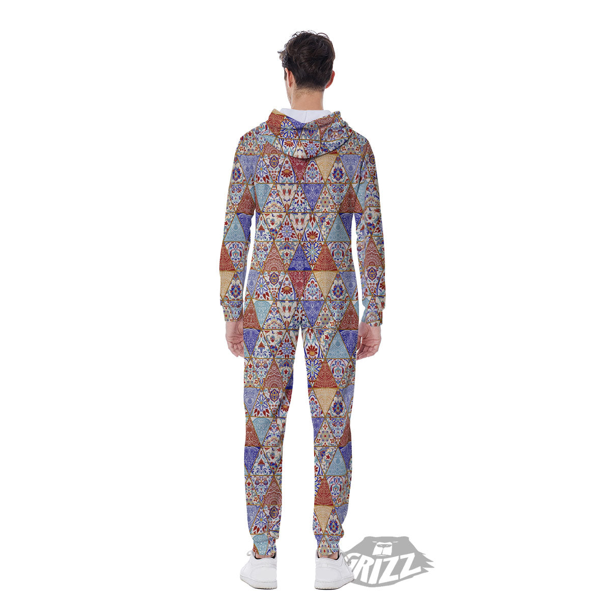 Patchwork Boho Mandala Print Pattern Men's Jumpsuit-grizzshop