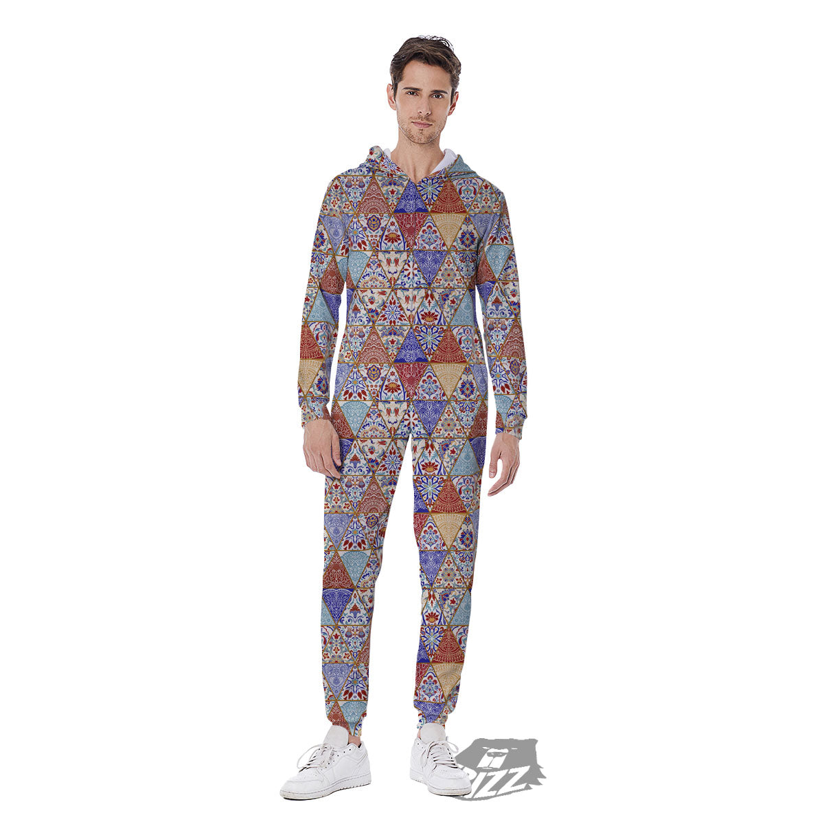 Patchwork Boho Mandala Print Pattern Men's Jumpsuit-grizzshop