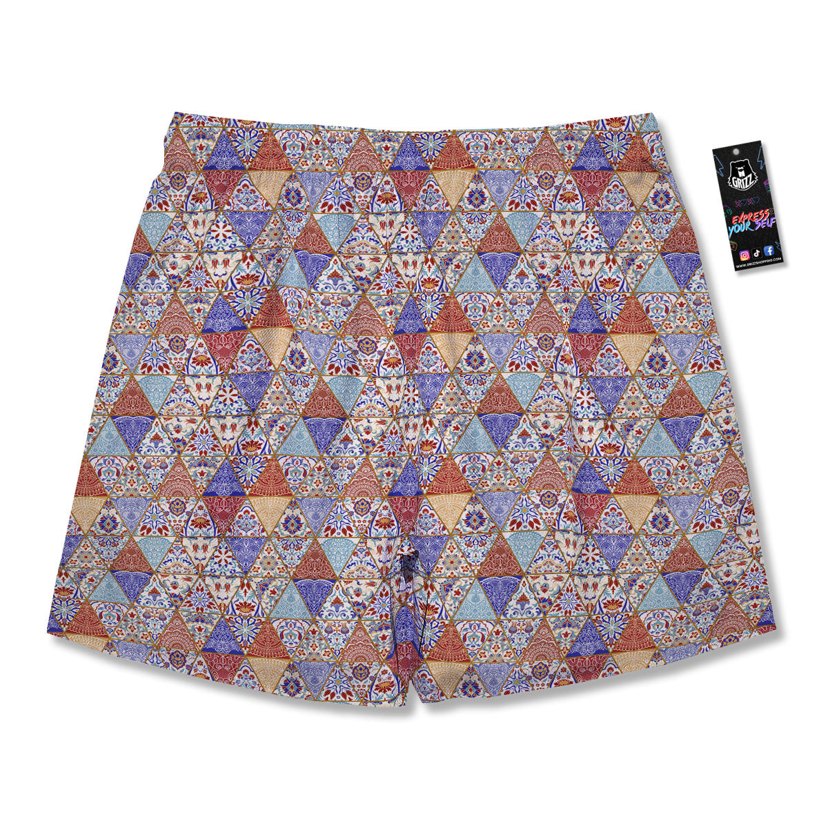Patchwork Boho Mandala Print Pattern Men's Running Shorts-grizzshop