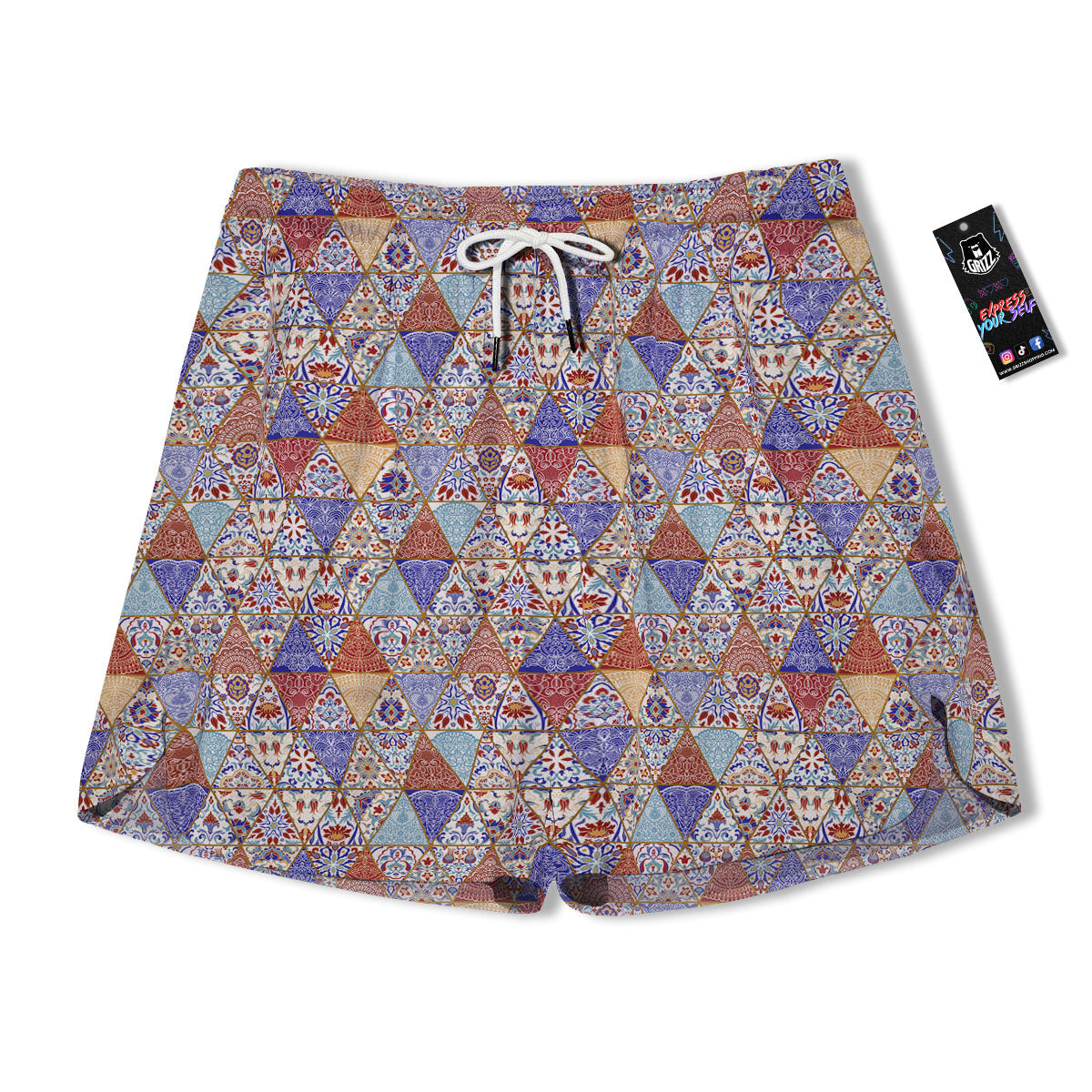 Patchwork Boho Mandala Print Pattern Men's Running Shorts-grizzshop