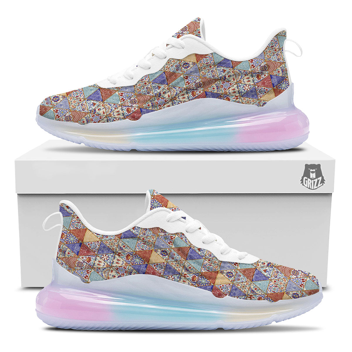 Patchwork Boho Mandala Print Pattern Running Sneakers-grizzshop
