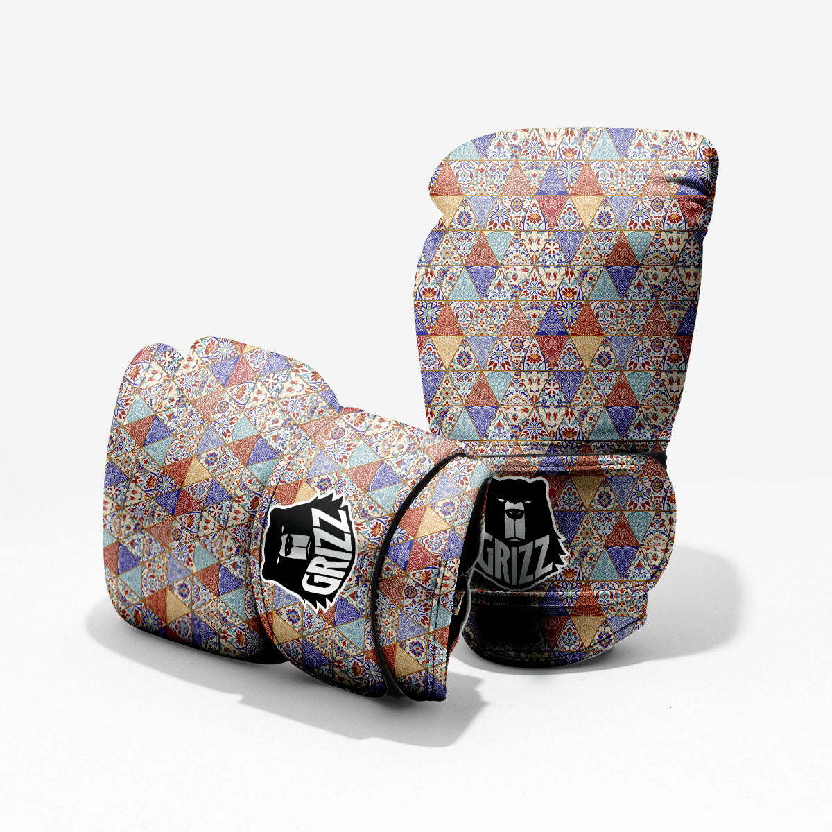 Patchwork Boho Mandala Print Pattern Pro Boxing Glove