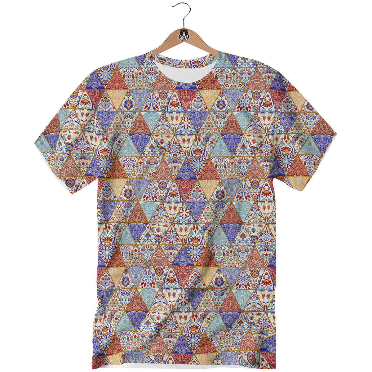 Patchwork Boho Mandala Print Pattern T-Shirt-grizzshop