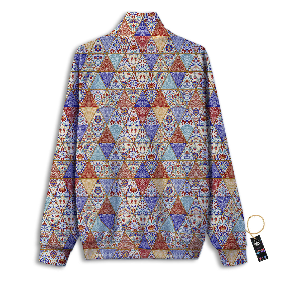 Patchwork Boho Mandala Print Pattern Track Jacket-grizzshop