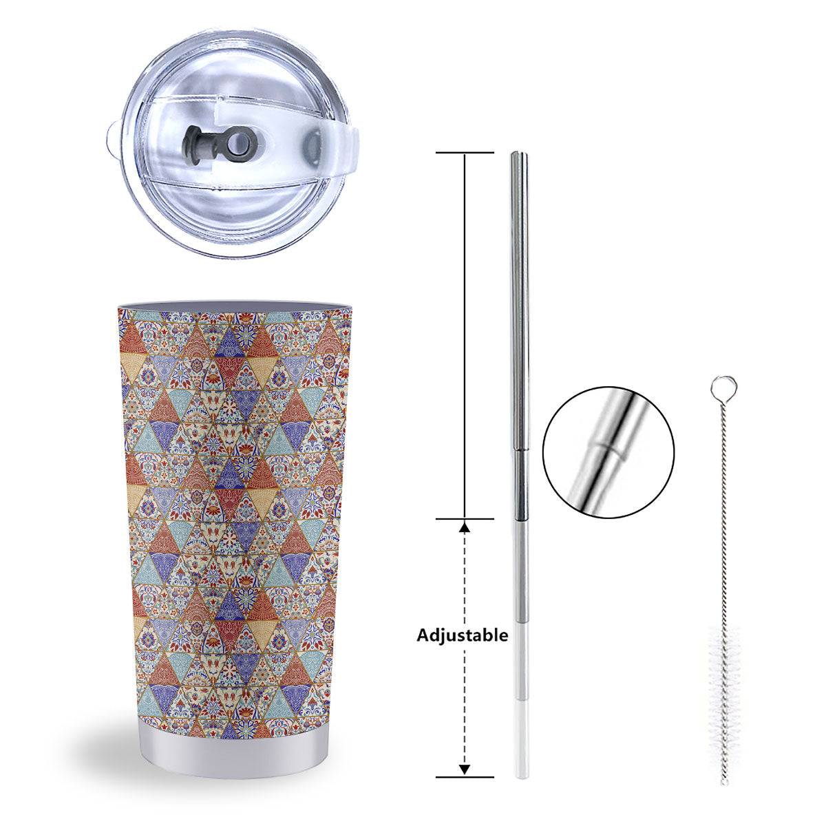 Patchwork Boho Mandala Print Pattern Tumbler-grizzshop