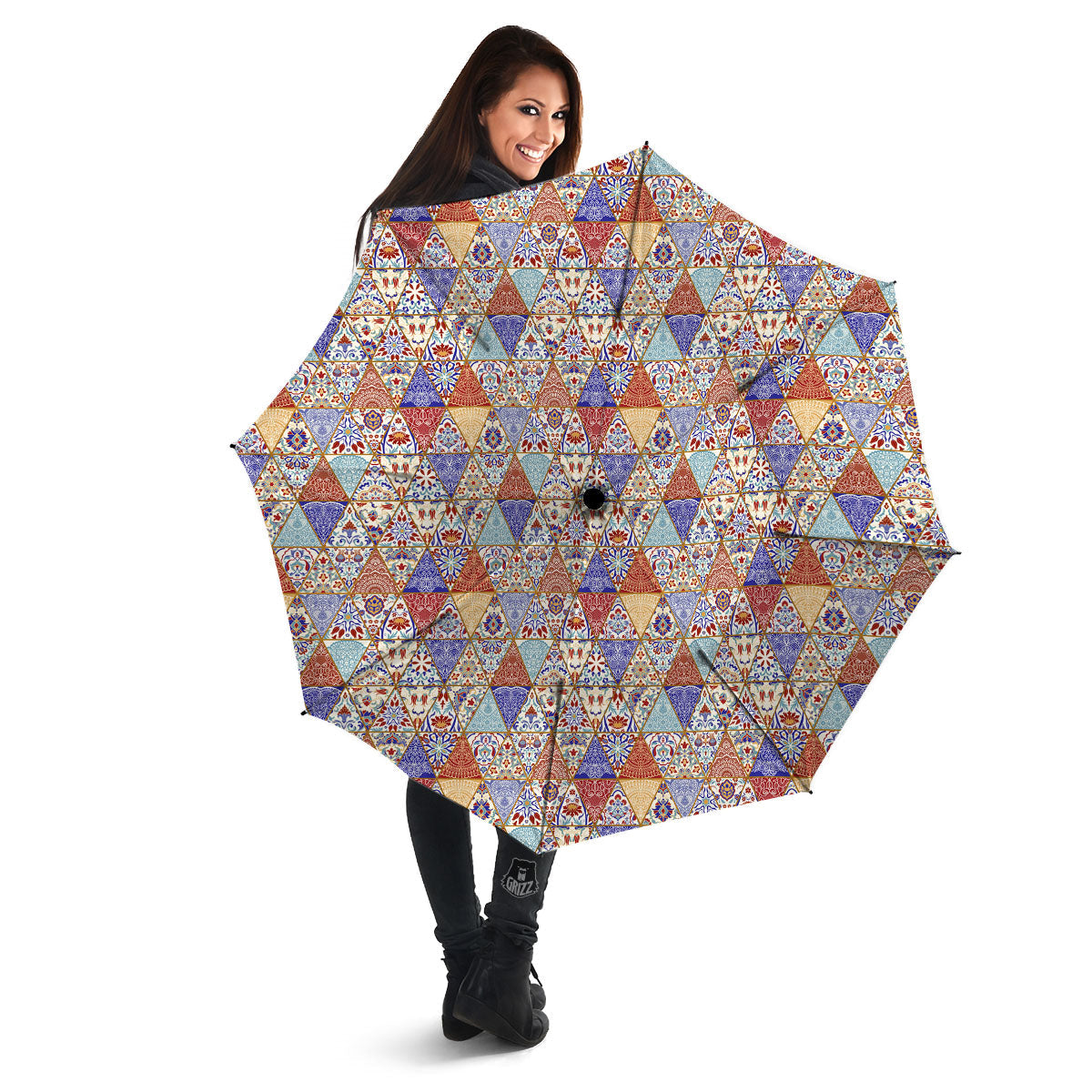Patchwork Boho Mandala Print Pattern Umbrella-grizzshop