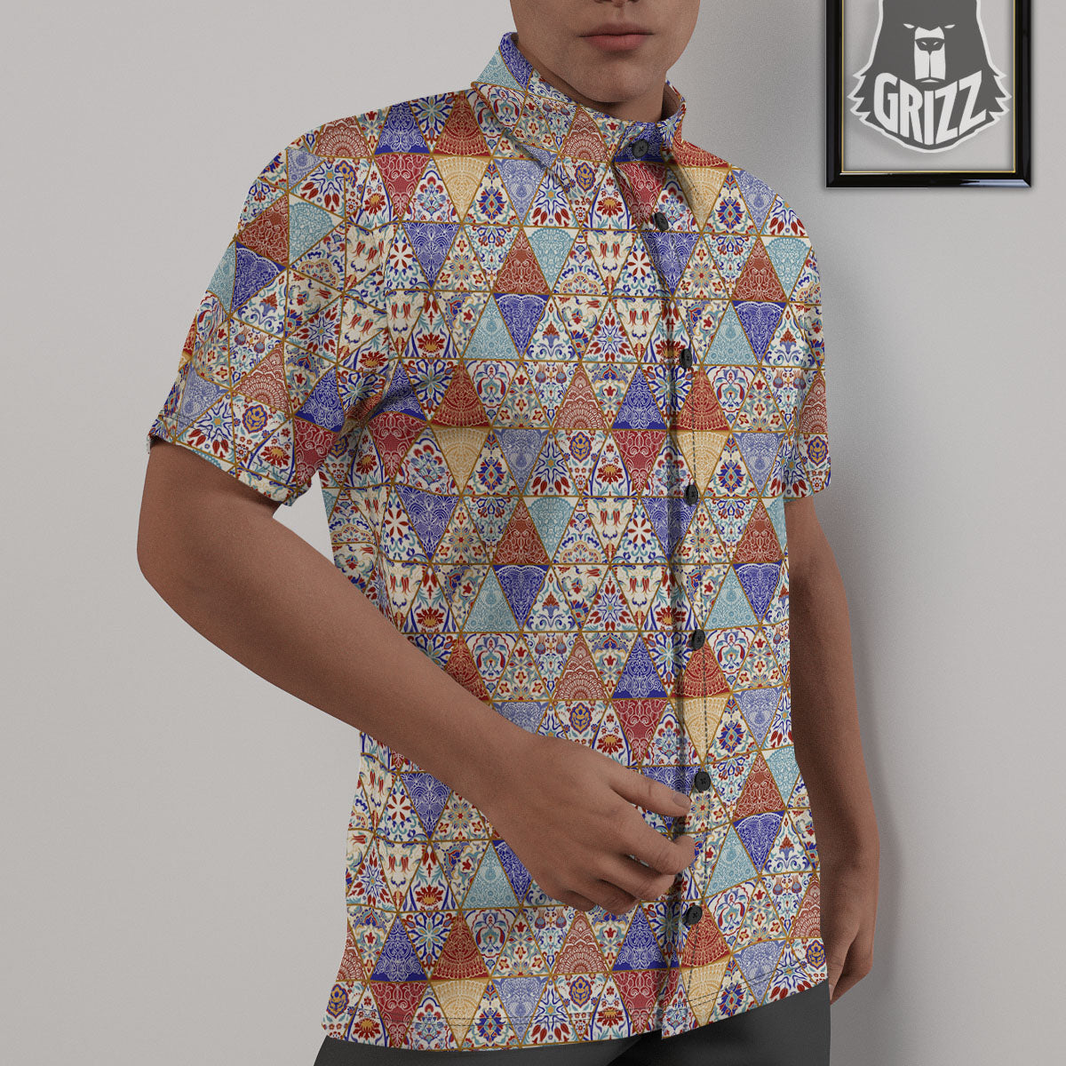 Patchwork Boho Mandala Print Pattern Untucked Shirts-grizzshop