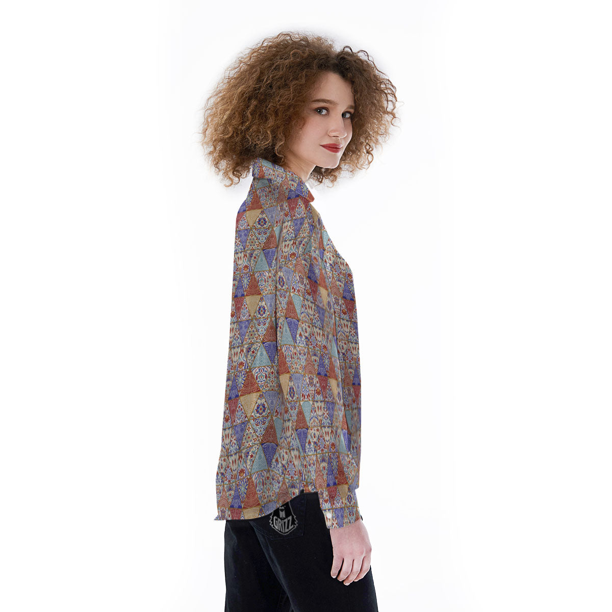 Patchwork Boho Mandala Print Pattern Women's Long Sleeve Shirts-grizzshop