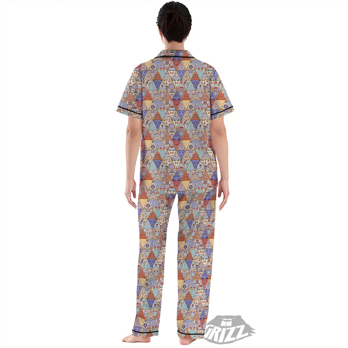 Patchwork Boho Mandala Print Pattern Women's Pajamas Set-grizzshop