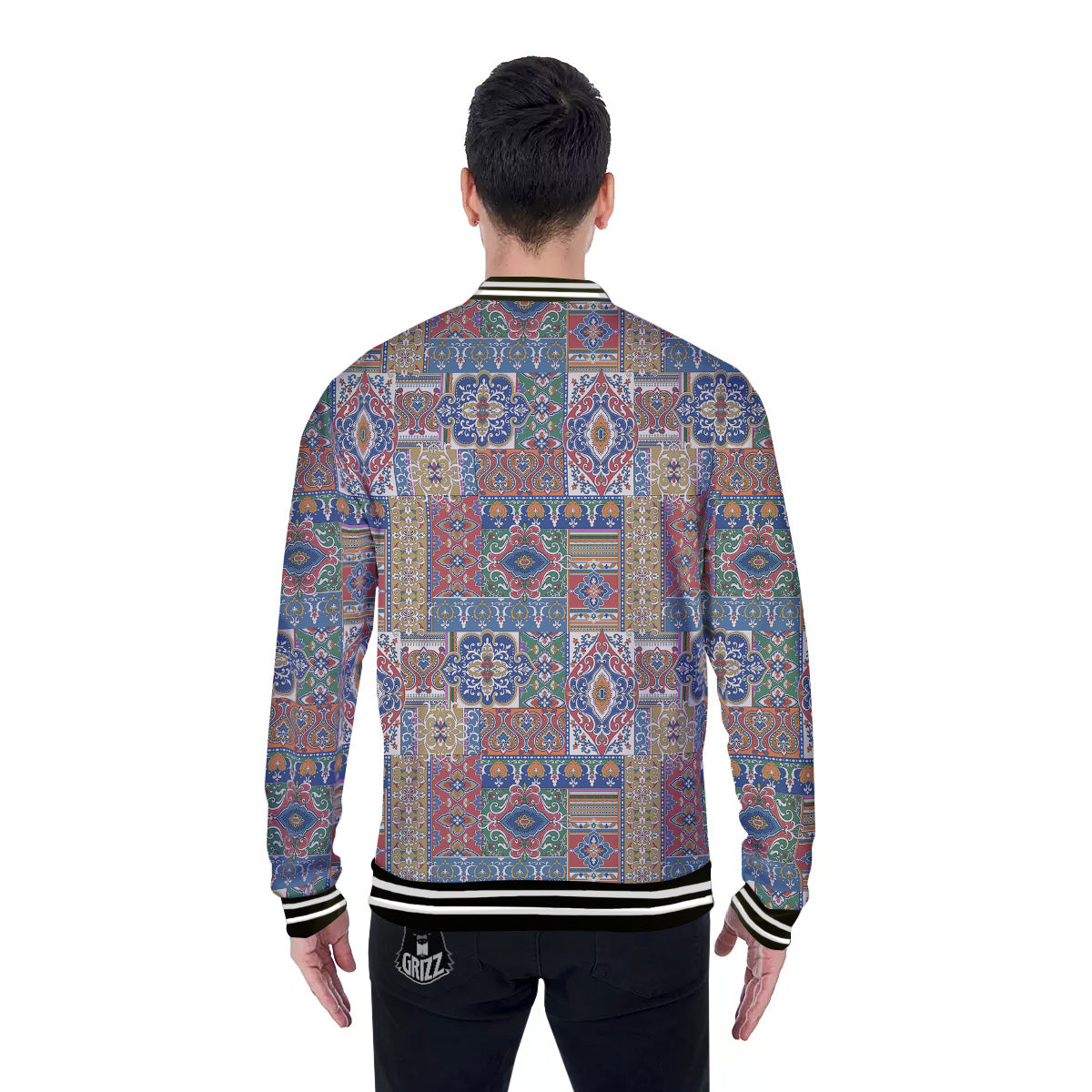 Patchwork Damask Vintage Print Pattern Baseball Jacket-grizzshop