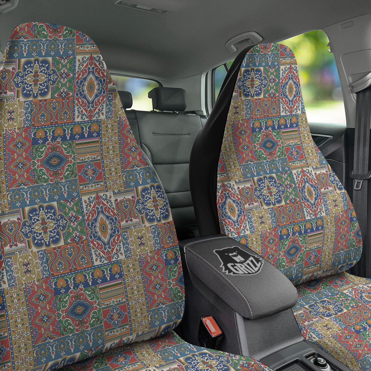 Patchwork Damask Vintage Print Pattern Car Seat Covers-grizzshop