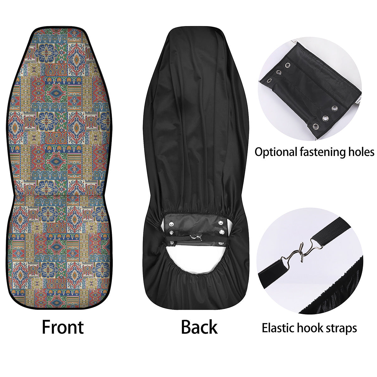 Patchwork Damask Vintage Print Pattern Car Seat Covers-grizzshop