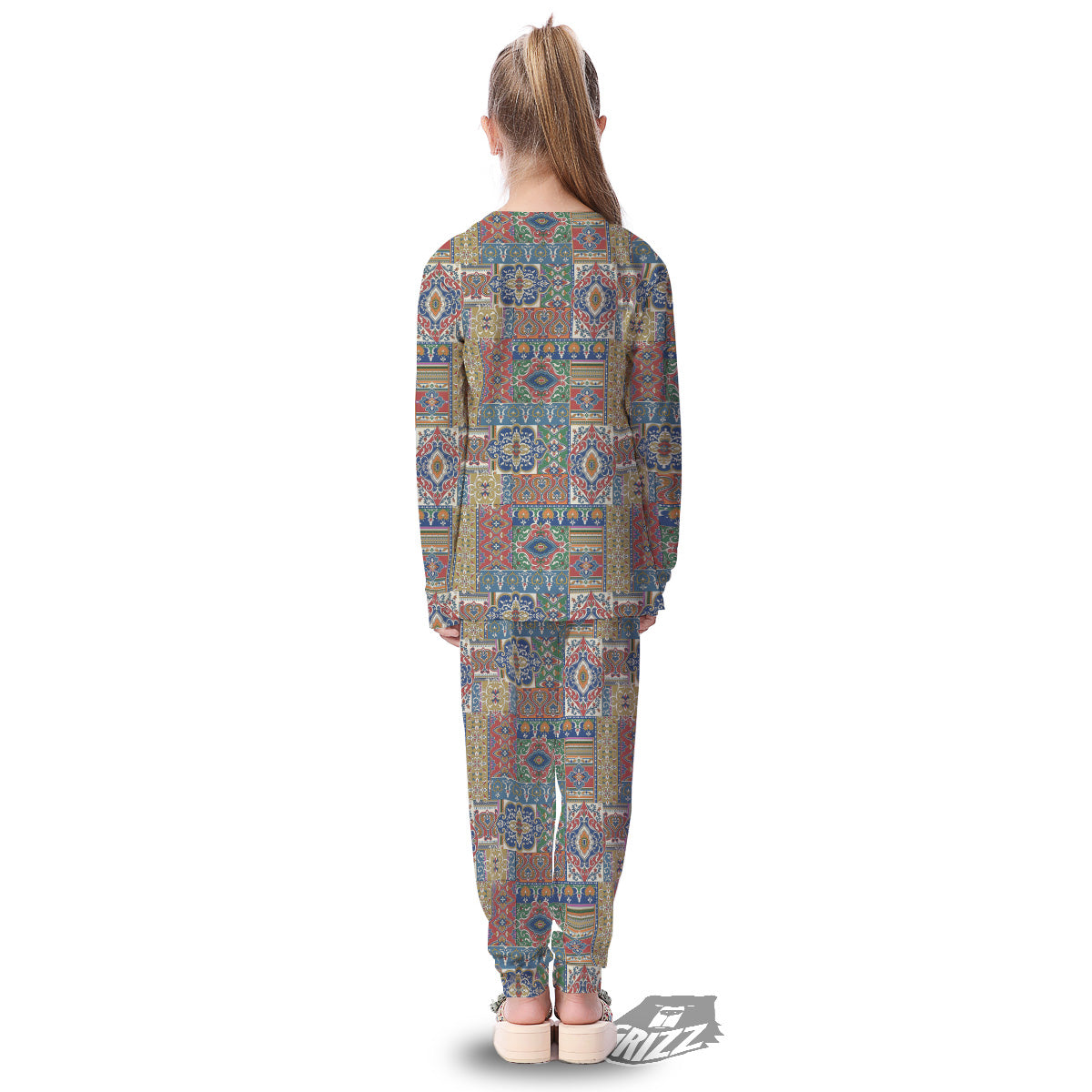 Patchwork Damask Vintage Print Pattern Kid's Pajamas-grizzshop