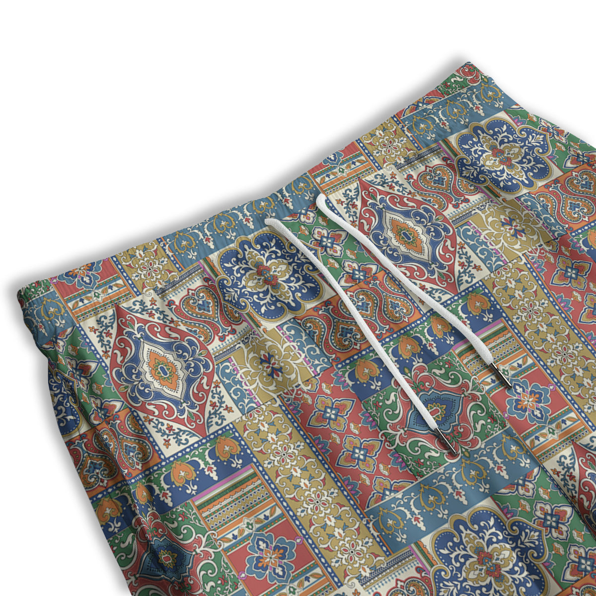 Patchwork Damask Vintage Print Pattern Men's Athletic Shorts