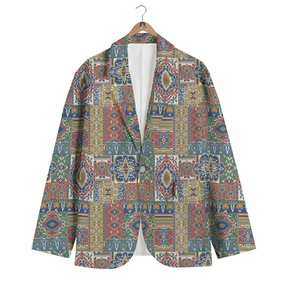 Patchwork Damask Vintage Print Pattern Men's Blazer-grizzshop