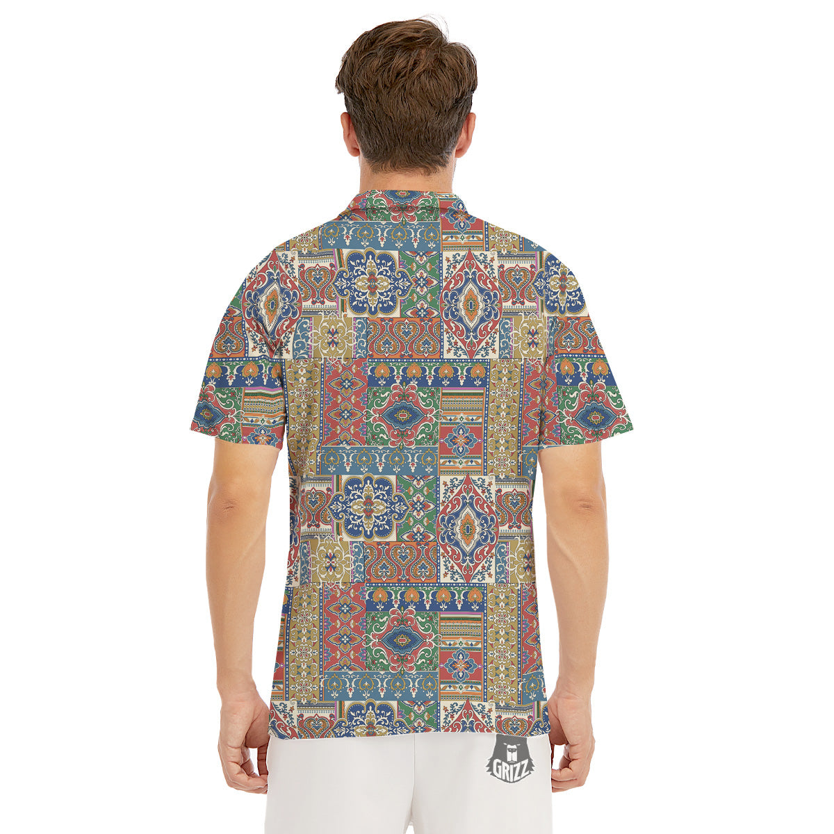 Patchwork Damask Vintage Print Pattern Men's Golf Shirts-grizzshop