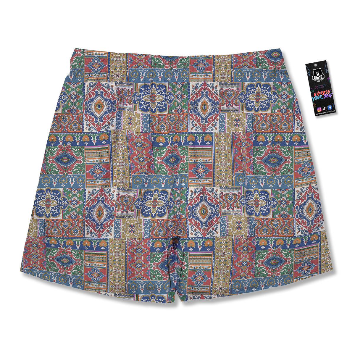 Patchwork Damask Vintage Print Pattern Men's Running Shorts-grizzshop