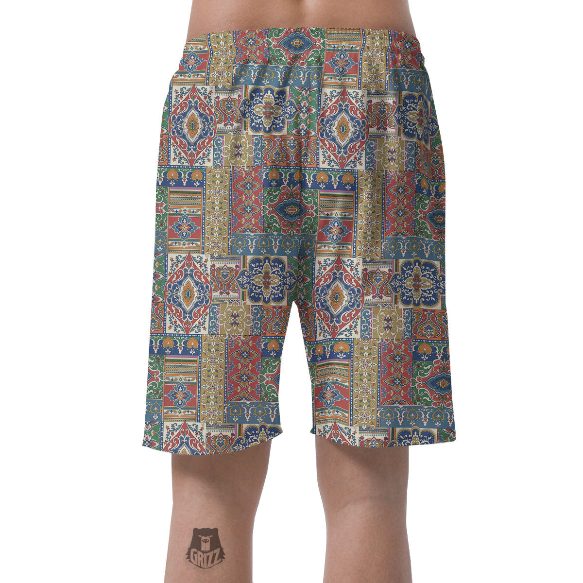 Patchwork Damask Vintage Print Pattern Men's Shorts-grizzshop