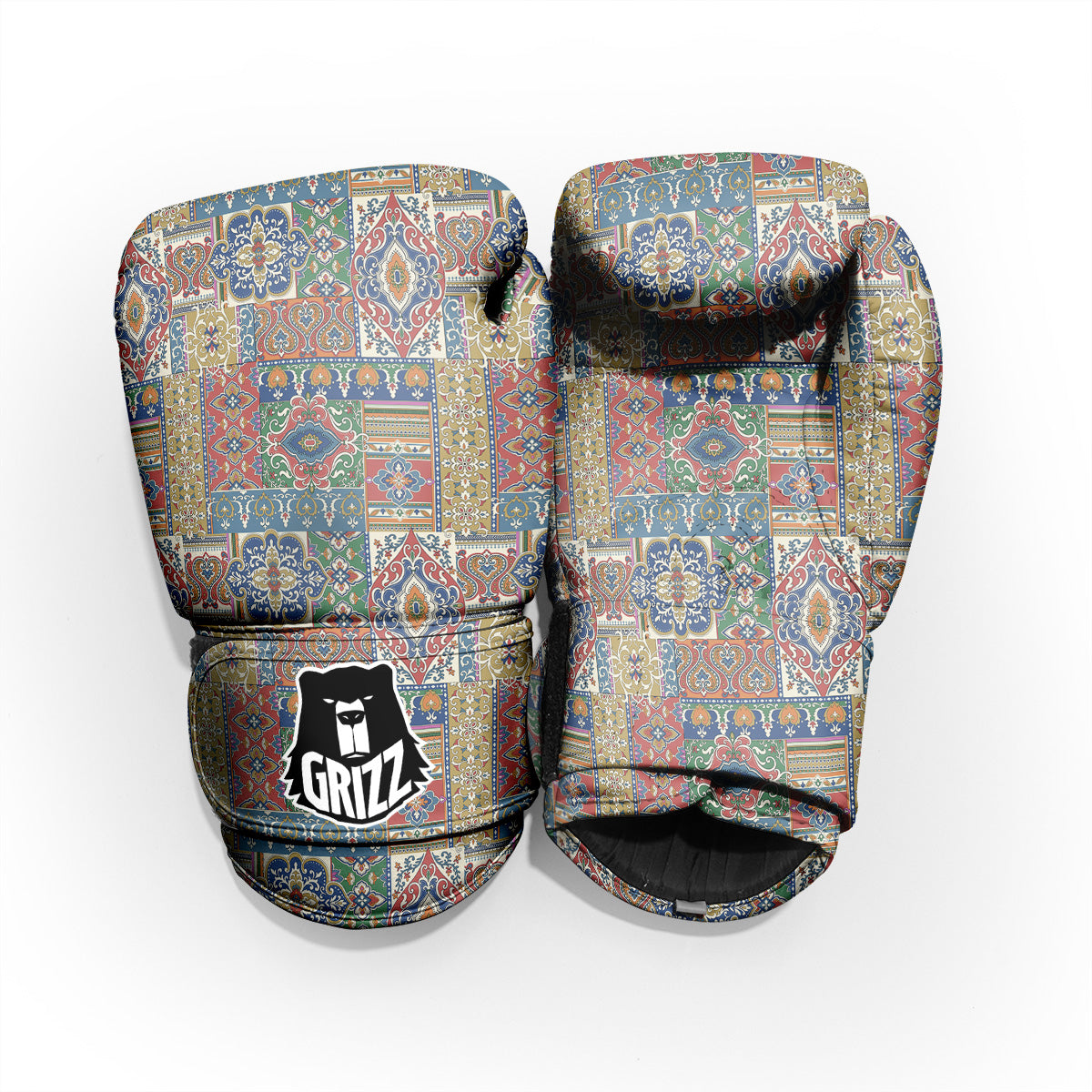 Patchwork Damask Vintage Print Pattern Pro Boxing Glove