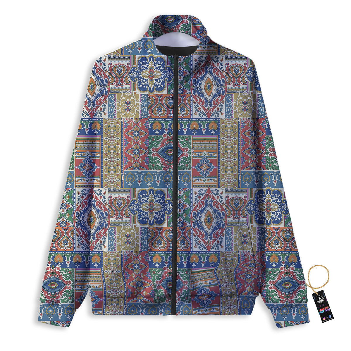 Patchwork Damask Vintage Print Pattern Track Jacket-grizzshop