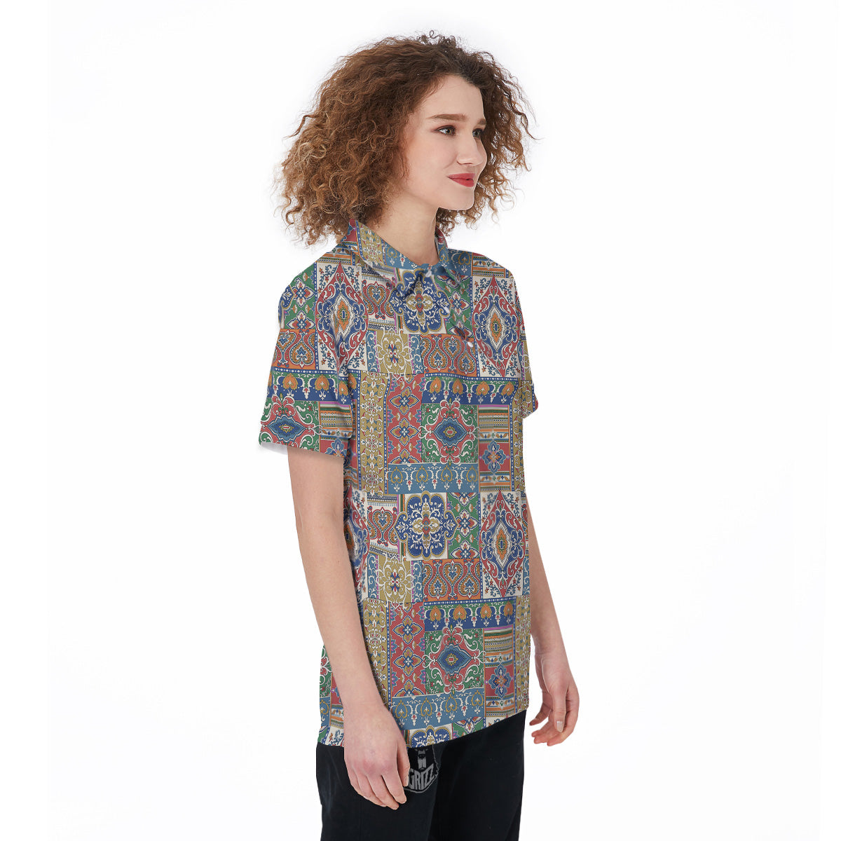 Patchwork Damask Vintage Print Pattern Women's Golf Shirts-grizzshop