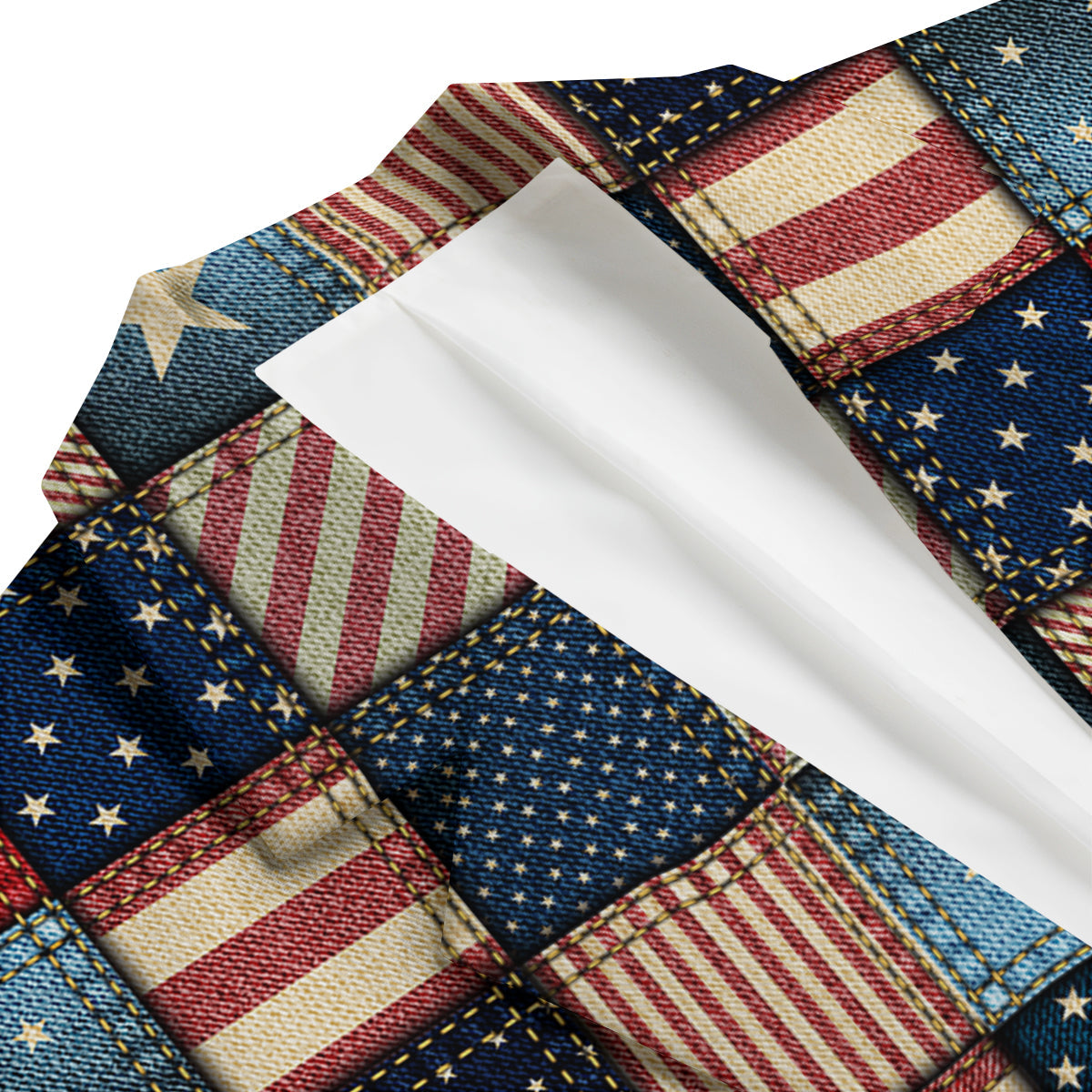 Patchwork Denim American Print Pattern Men's Blazer-grizzshop