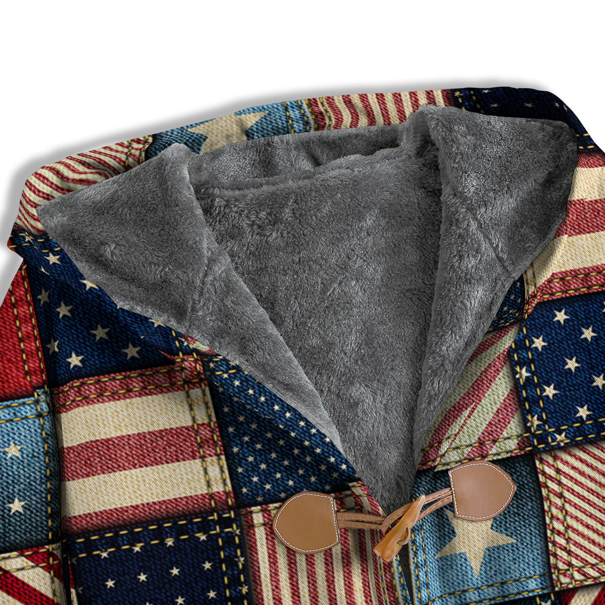 Patchwork Denim American Print Pattern Men's Windbreaker Jacket-grizzshop