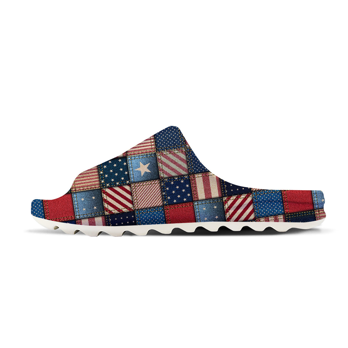 Patchwork Denim American Print Pattern Sandals-grizzshop